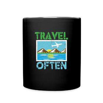 Travel, Travel, Vacation, Vacation, Traveling - Full Colour Mug - black - Front