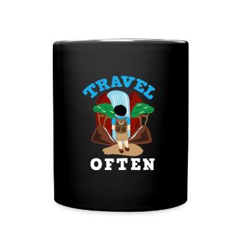 Travel, Travel, Vacation, Vacation, Traveling - Full Colour Mug - black - Front
