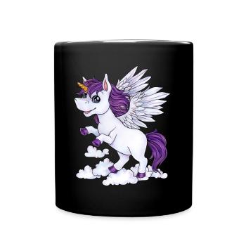 Niedliches Einhorn Pegasus für Mädchen Geburtstag - Tasse einfarbig - Schwarz - Vorne