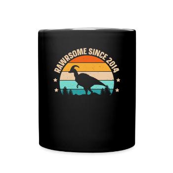 Rawrsome Since 2014 Parasaurolophus 9th Birthday - Full Colour Mug - black - Front