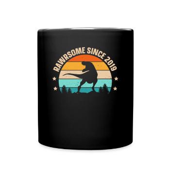 Rawrsome Since 2019 T-Rex 4th Birthday - Full Colour Mug - black - Front