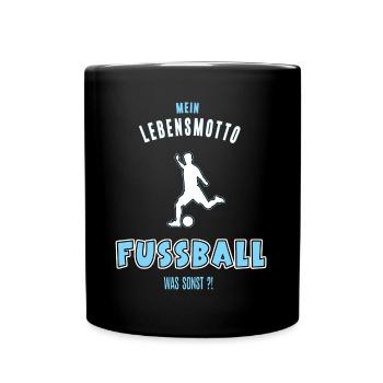 Fussball Leidenschaft Fussballfan Fussballspieler - Tasse einfarbig - Schwarz - Vorne