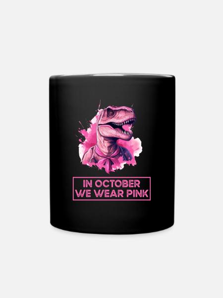 Cancer Du Sein Octobre Rose Dinosaure - Mug uni - noir