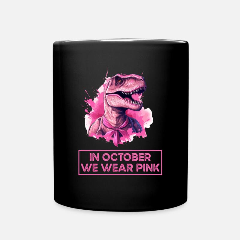 Brustkrebs Rosa Oktober Dinosaurier - Tasse einfarbig - Schwarz