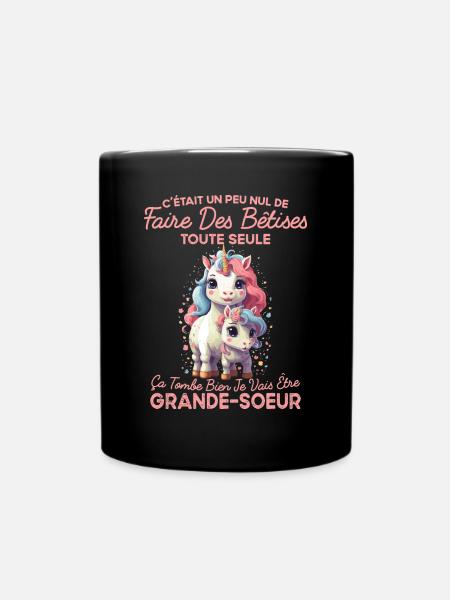 Future Grande Soeur Drôle Annonce Licorne Bêtises - Mug uni - noir