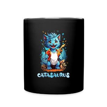 Catasaurus cat dinosaur chibi - Full Colour Mug - black - Front