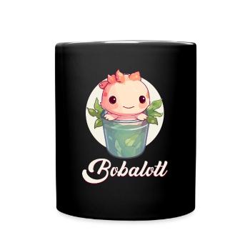 Axolotl Cute Boba Bubble Tea Kawaii - Full Colour Mug - black - Front