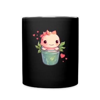 Axolotl Cute Boba Bubble Tea Kawaii - Full Colour Mug - black - Front