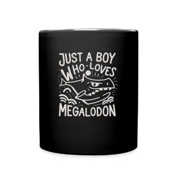 Boy who loves megalodon shark humor - Full Colour Mug - black - Front
