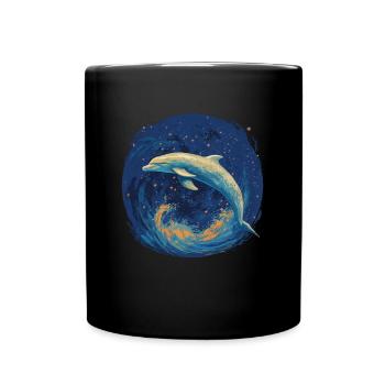 Dolphin In Starry Night Unique Piece For - Full Colour Mug - black - Front