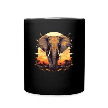 Majestätischer Elefant Elegante Tierkunst - Tasse einfarbig - Schwarz - Vorne