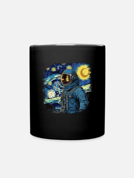 Astronauten Weltraum Sternennacht Van Gogh Malerei - Tasse einfarbig - Schwarz