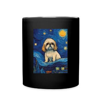 Shih Tzu &; Starry Night: A Masterpiece of the - Full Colour Mug - black - Front