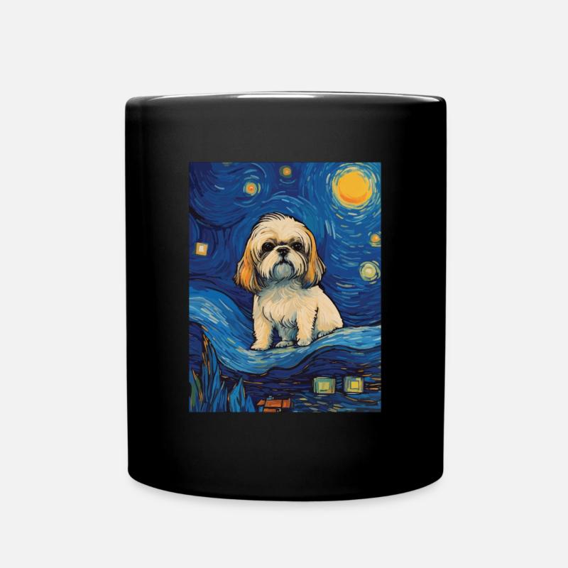 Shih Tzu &; Sternennacht: Ein Meisterwerk Des - Tasse einfarbig - Schwarz
