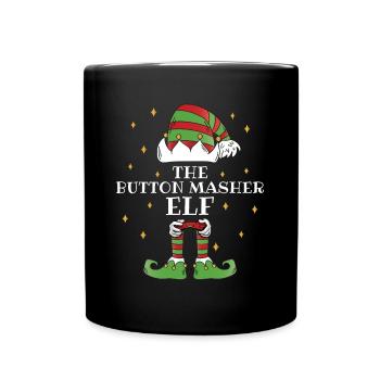 The Button Masher Elf Video Gaming - Tasse einfarbig - Schwarz - Vorne