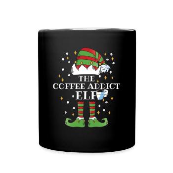The Coffee Addict Elf - Tasse einfarbig - Schwarz - Vorne