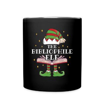 The Bibliophile Elf Book Reading - Full Colour Mug - black - Front