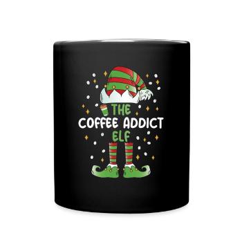 The Coffee Addict Elf - Tasse einfarbig - Schwarz - Vorne
