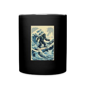 Surf Bigfoot Hokusai Japanisch Art Sasquatch - Tasse einfarbig - Schwarz - Vorne