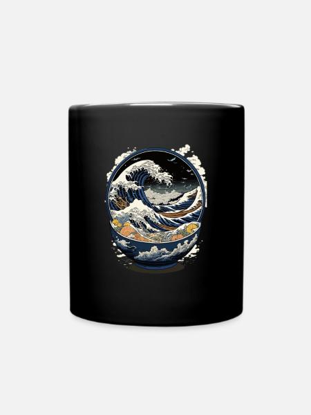 Ramen Hokusai Art Japonais Humour Kanagawa - Mug uni - noir