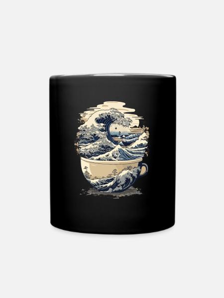 Tasse De Café Hokusai Art Japonais Humour Kanagawa - Mug uni - noir