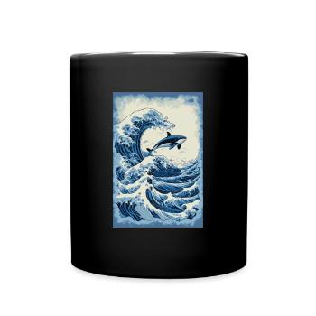 Orca Hokusai Japanische Kunst Kanagawa Humor - Tasse einfarbig - Schwarz - Vorne