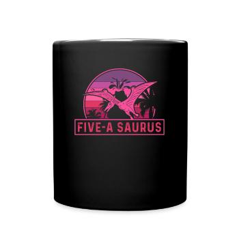 Five-A Saurus Pteranodon 5th Birthday - Full Colour Mug - black - Front