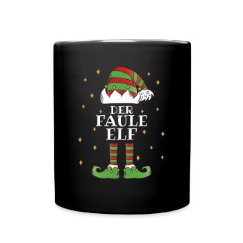 Der Faule Elf - Familien Weihnachtsoutfit - Tasse einfarbig - Schwarz - Vorne