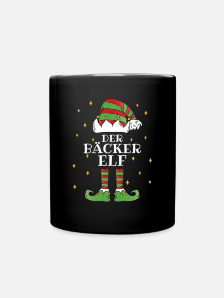 Der Bäcker Elf - Familien Weihnachtsoutfit - Tasse einfarbig - Schwarz