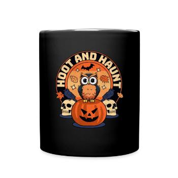 Schrei Und Spuk - Halloween-eule - Tasse einfarbig - Schwarz - Vorne