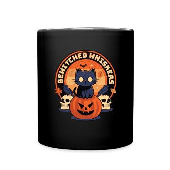 Bewitched Whiskers - Enchanting Cat Halloween - Full Colour Mug - black - Front