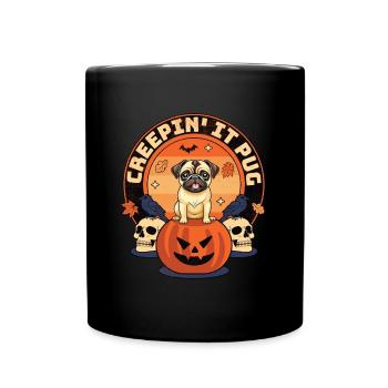 Creepin' it Pug - Cute Canine Halloween Thrills - Tasse einfarbig - Schwarz - Vorne
