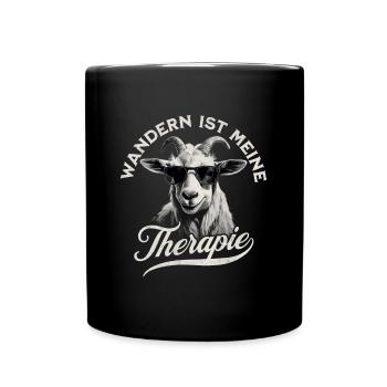 La randonnée est ma thérapie - Motif Randonnée Chèvre - Mug uni - noir - Devant