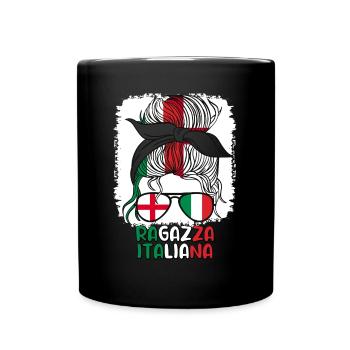 Ragazza italiana Moitié Anglaise Moitié Italienne Fille - Mug uni - noir - Devant
