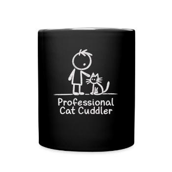 Professional Cat Cuddler - Feline Love Design - Full Colour Mug - black - Front