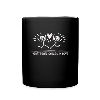 Heartbeats Synced in Love - Couples Connection - Full Colour Mug - black - Front