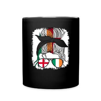 Half English Half Irish Girl Ireland England Flag - Full Colour Mug - black - Front