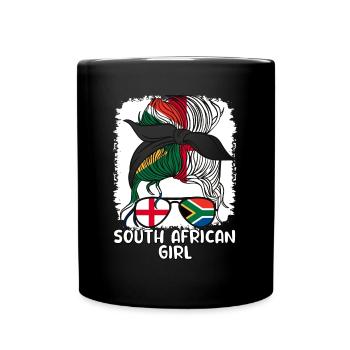 Moitié Anglais Moitié Sud-Africain Fille Afrique du Sud - Mug uni - noir - Devant