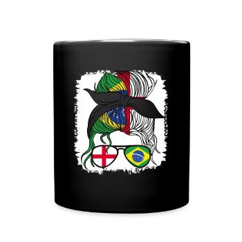 Brésil Moitié Brésilienne Brésil Angleterre Garota - Mug uni - noir - Devant