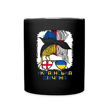 Fille ukrainienne moitié anglaise moitié drapeau de l’Ukraine - Mug uni - noir - Devant
