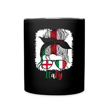 Italie Italie Moitié Anglaise Moitié Italienne Fille - Mug uni - noir - Devant