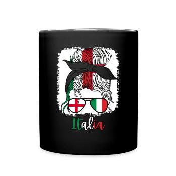 Italia Moitié Anglaise Moitié Italienne Fille Italie - Mug uni - noir - Devant
