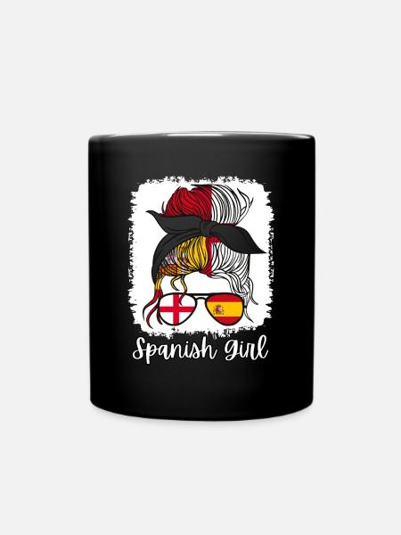 España Half English Half Spanish Girl Spain chica - Full Colour Mug - black