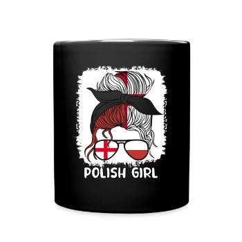 Polska Moitié Anglais Moitié Polonais Fille Pologne Femmes - Mug uni - noir - Devant