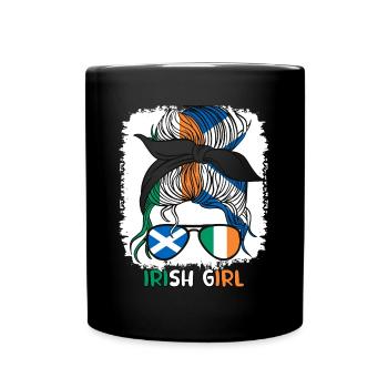 Scottish Half Irish Girl Ireland Scotland cailín - Full Colour Mug - black - Front