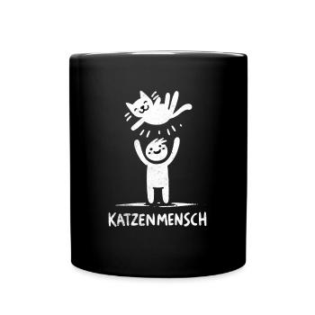 Für den wahren Katzenmensch - Liebe auf vier - Tasse einfarbig - Schwarz - Vorne