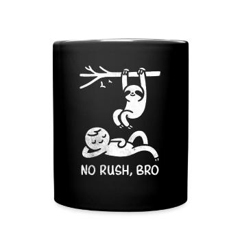 No Rush Sloth and Human Doodle Tee - Full Colour Mug - black - Front