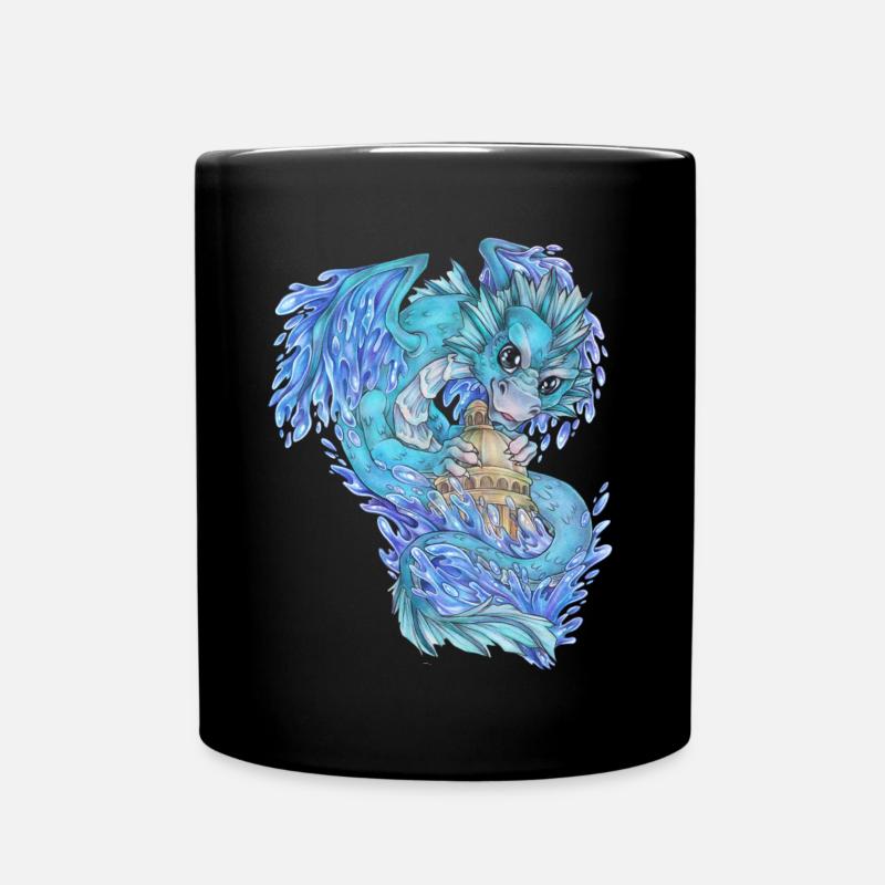 Niedlich Drache Phantasie Mythologie Wasser See - Tasse einfarbig - Schwarz