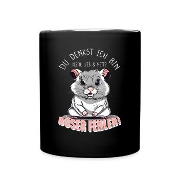 Du denkst ich bin klein, lieb & nett? Böser Fehler - Tasse einfarbig - Schwarz - Vorne