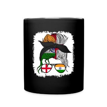 Moitié Anglais Moitié Indien Fille Inde Angleterre - Mug uni - noir - Devant